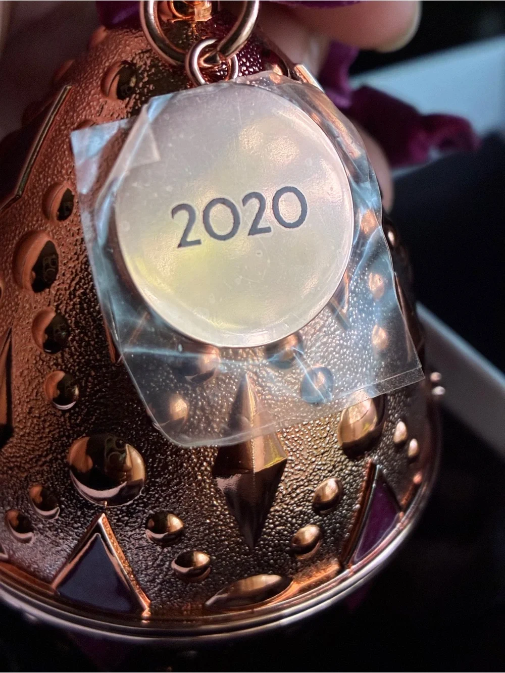 Pandora Rose Gold Egg Ornament with Plum Accents 2020